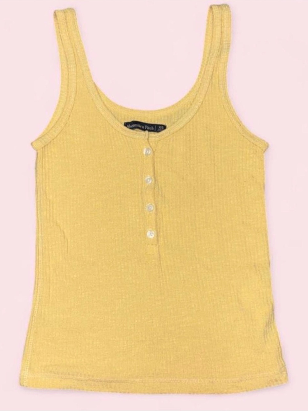Abercrombie & Fitch Light Yellow Ribbed Henley Tank